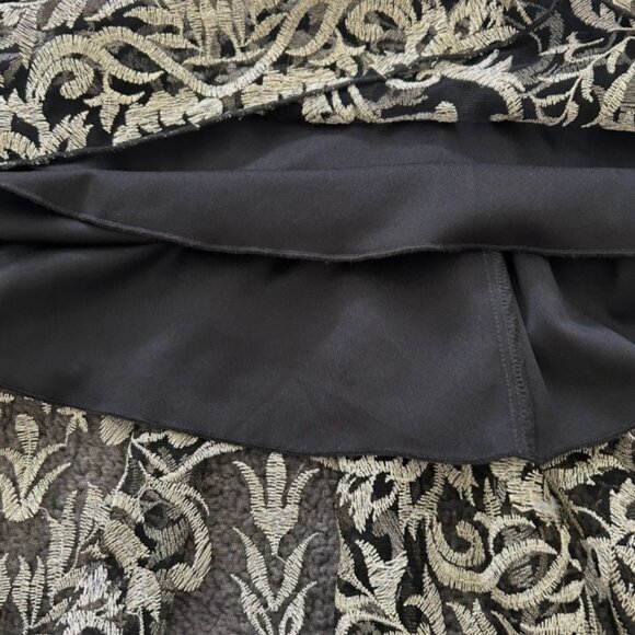 Xtraordinary Embroidered Tulle Dramatic High-Low Dress Black/Gold Size 5 - Picture 6 of 12